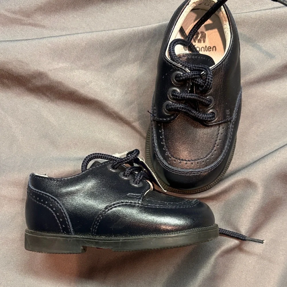 Elefanten Classic Navy Blue‎ Leather Baby First Walker Dress Shoes NWT Size 1